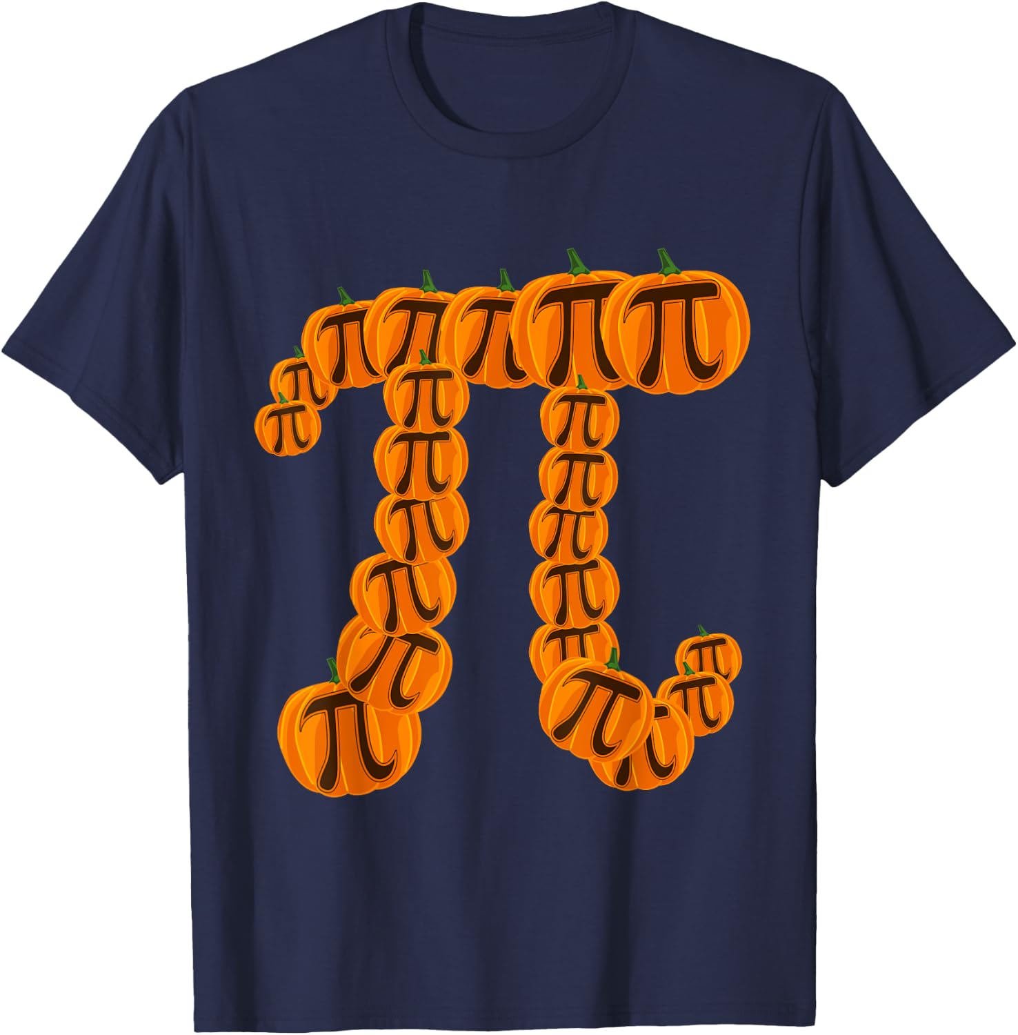 Pumpkin Pi Math Pun Thanksgiving Halloween Geek Pun T-Shirt - T-Shirt | Navy