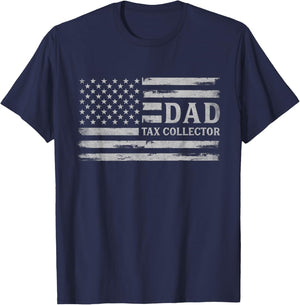 Dad Tax Collector Grey USA Flag Father's Day Vintage T-Shirt - T-Shirt | Navy