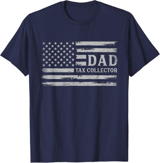 Dad Tax Collector Grey USA Flag Father's Day Vintage T-Shirt - T-Shirt | Navy