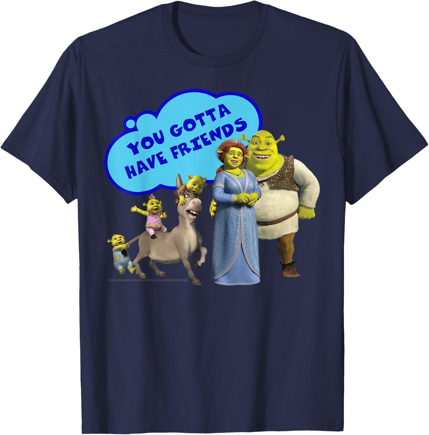 Shrek Donkey You Gotta Have Friends Bubble Text Poster T-Shirt - T-Shirt | Navy
