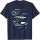 9 Types of Whales Shirt - Whale Breeds Species - Whale Lover T-Shirt - T-Shirt | Navy