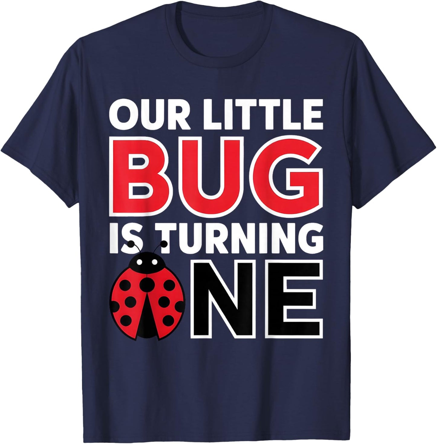 Kid Ladybug Birthday Girl 1 Year Old Birthday Ladybug Lover T-Shirt - T-Shirt | Navy