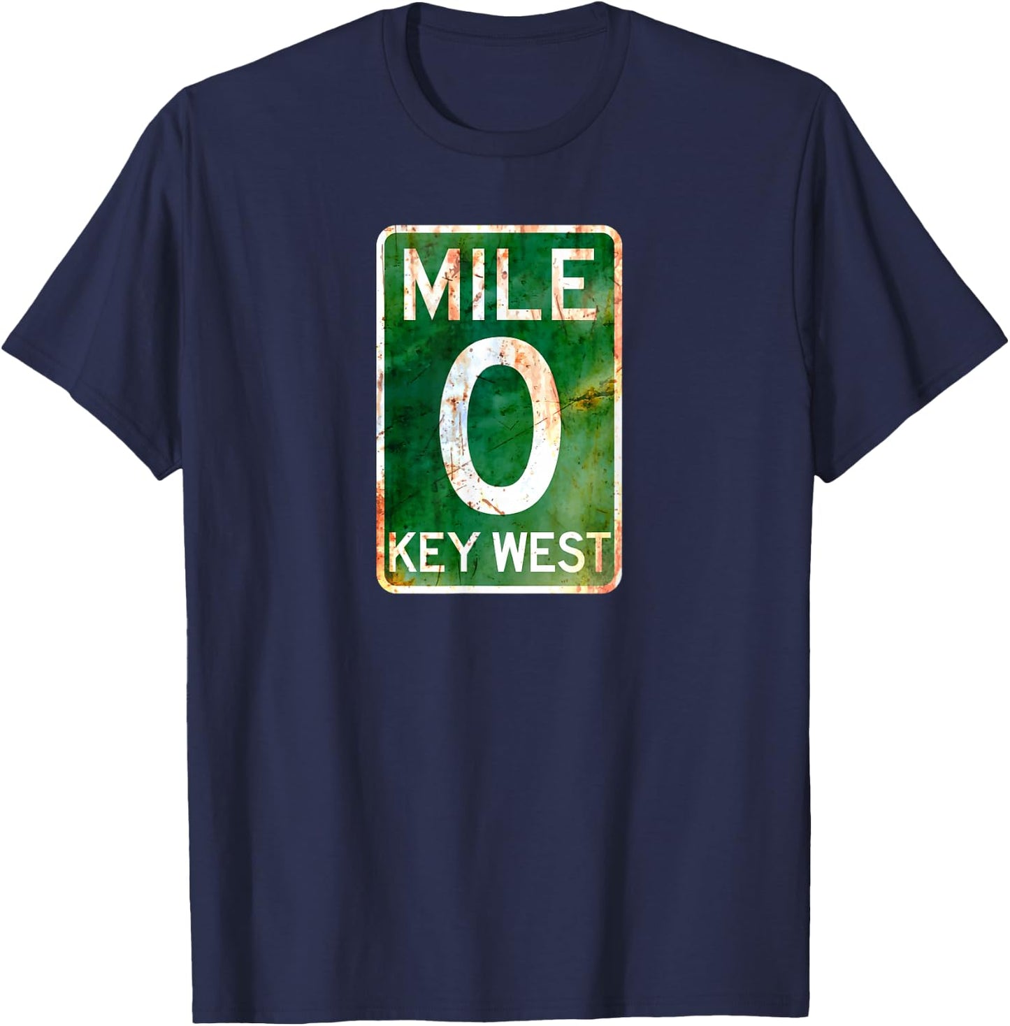 Key West T Shirt Mile 0 Florida Sign Rusted T-Shirt - T-Shirt | Navy