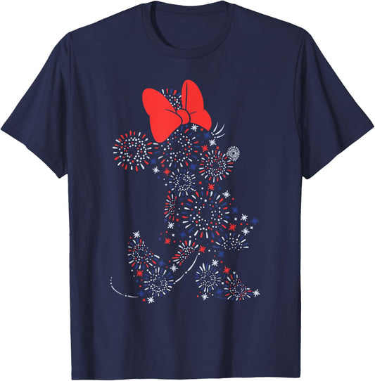 Disney Minnie Mouse 4th of July Fireworks Silhouette USA 250 T-Shirt - T-Shirt | Navy