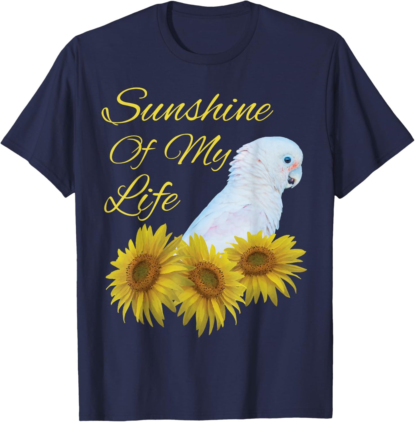 Goffins Cockatoo Parrot Sunshine Sunflower T-Shirt - T-Shirt | Navy