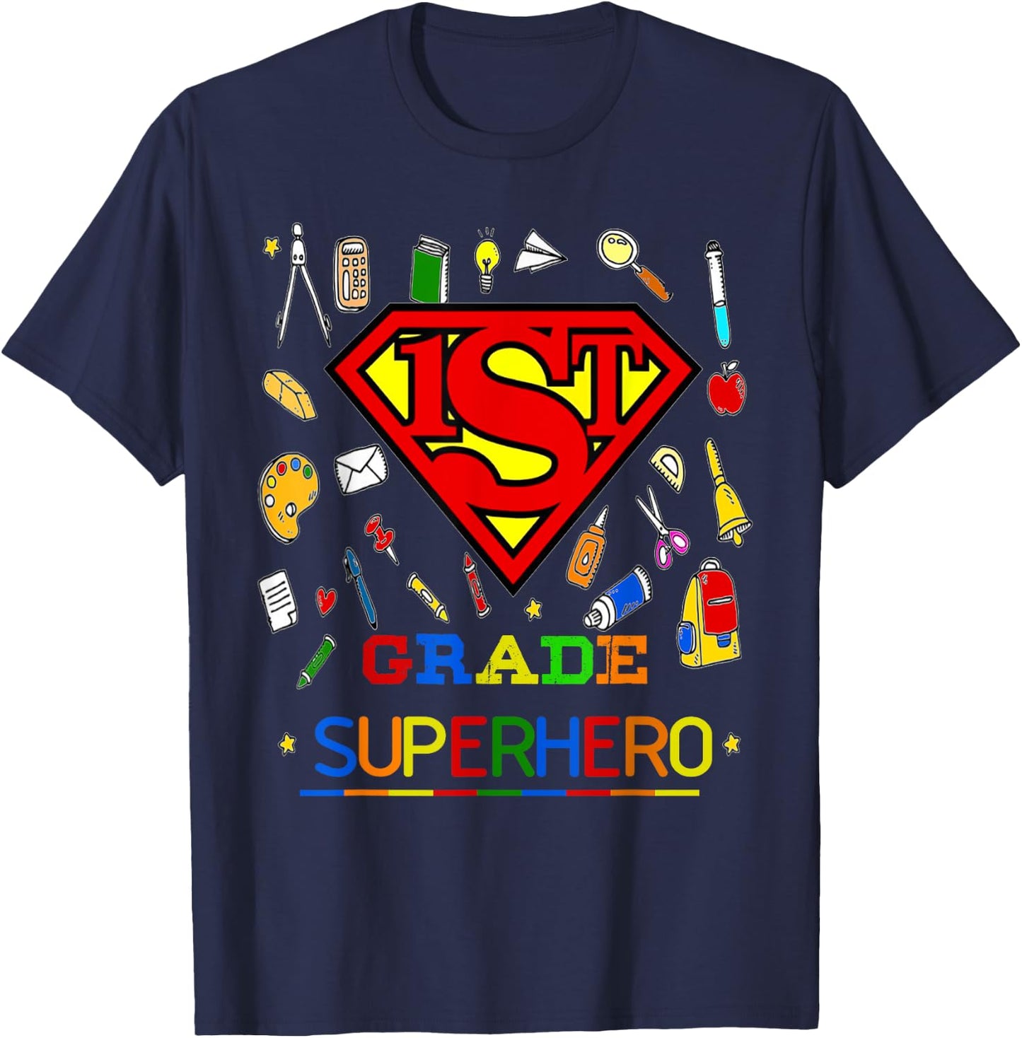 1st Grade Superhero First Grade Gift kids T-Shirt - T-Shirt | Navy