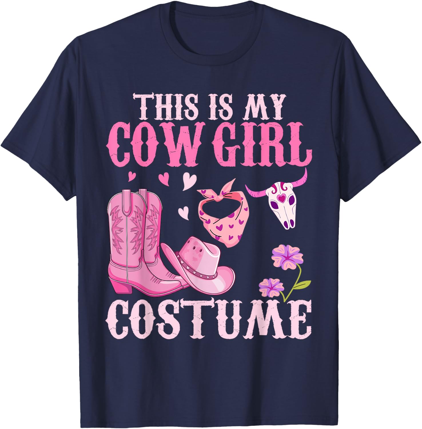 Western Cowgirl Outfit Women Cowboy Cute Cowgirl Costume T-Shirt - T-Shirt | Navy