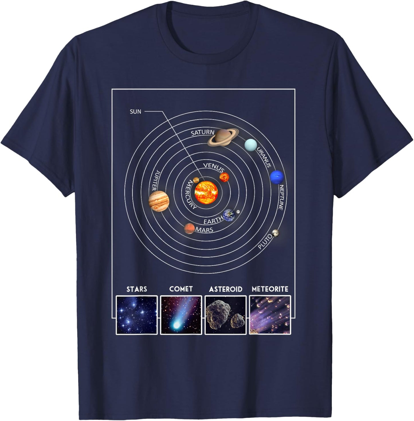 Solar System Graphic Cool Astronomy Scientist Gift T-Shirt - T-Shirt | Navy