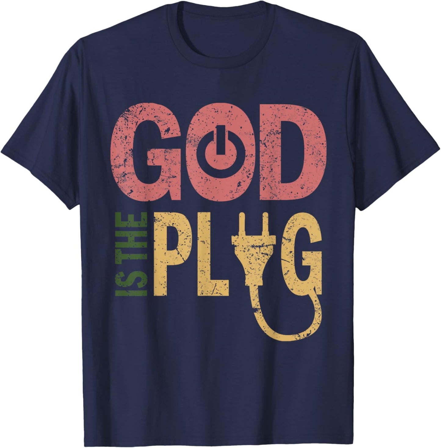 Is The God Plug ,Vintage T shirt T-Shirt - T-Shirt | Navy