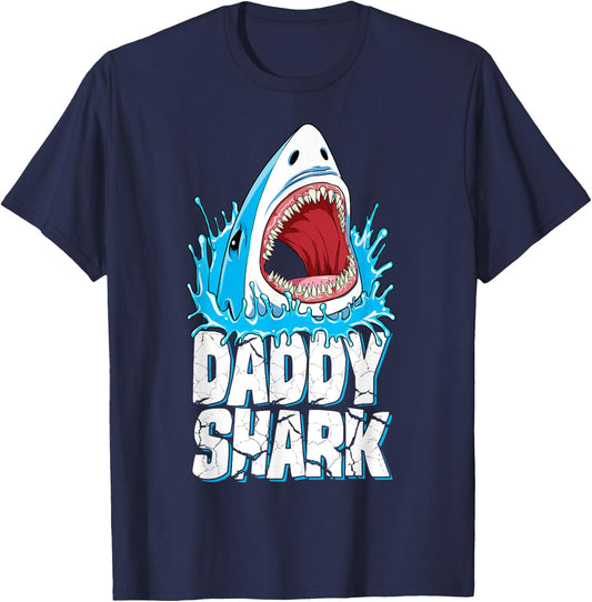 Daddy Shark T Shirt Fathers Day Gifts Family Matching Dad T-Shirt - T-Shirt | Navy