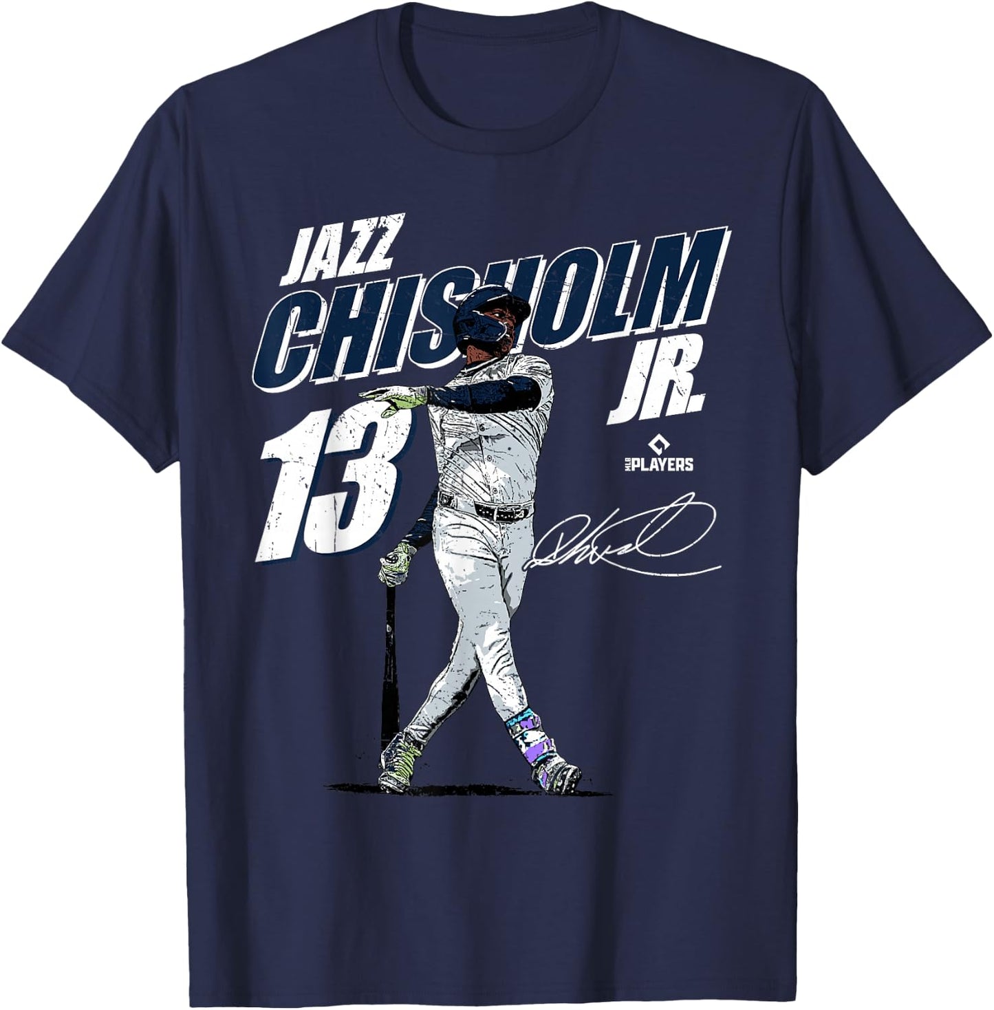 License Champs Jazz Chisholm -Adults, -Kids Baseball Fan Blue Small Modern Sports Team Themed Classic Fit Lightweight T-Shirt - T-Shirt | Navy