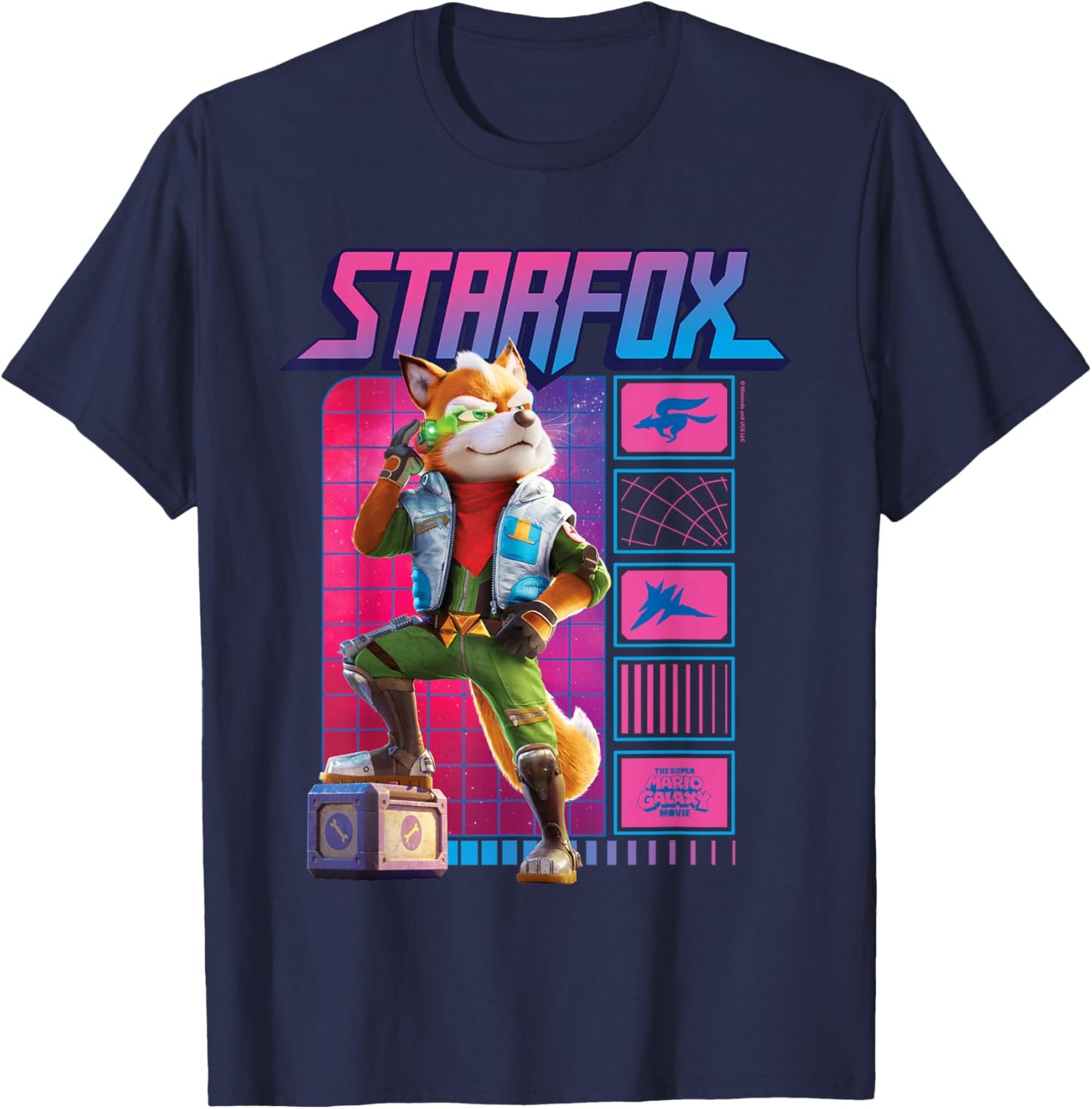 The Super Mario Galaxy Movie Fox McCloud Retro Hero T-Shirt - T-Shirt | Navy