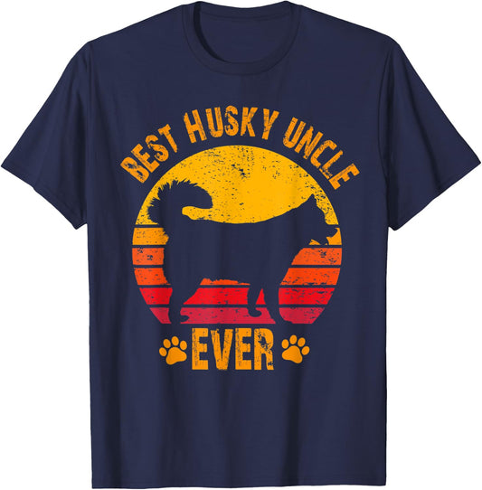 Best Husky Uncle Ever Funny Gift Uncle T-Shirt - T-Shirt | Navy