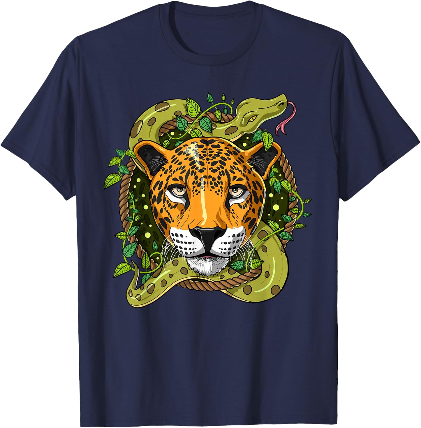 Jaguar Snake Forest Jungle Animals Jaguar Lover T-Shirt - T-Shirt | Navy