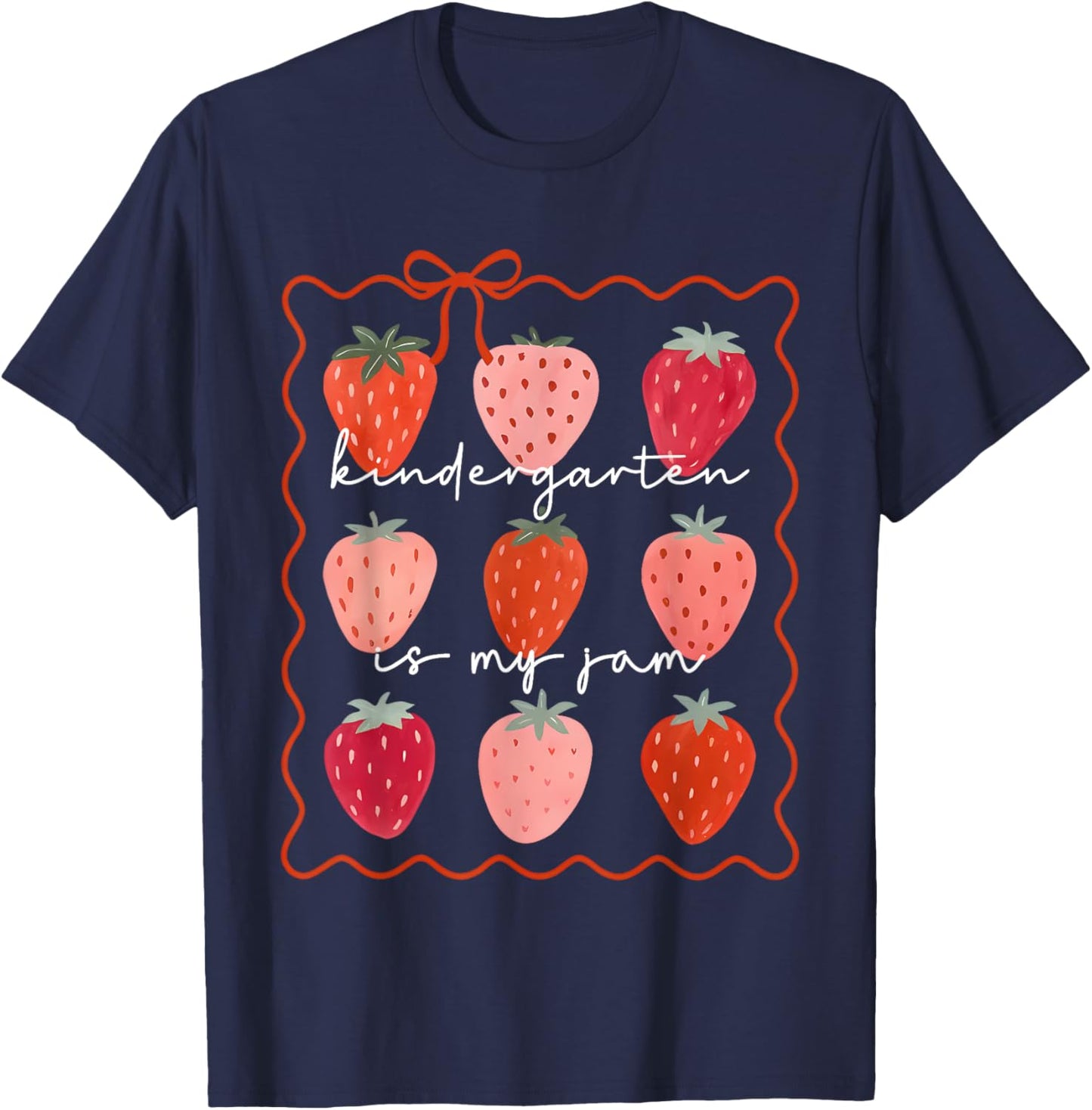 Groovy Kindergarten is My Jam Strawberry Kinder Team Teacher T-Shirt - T-Shirt | Navy