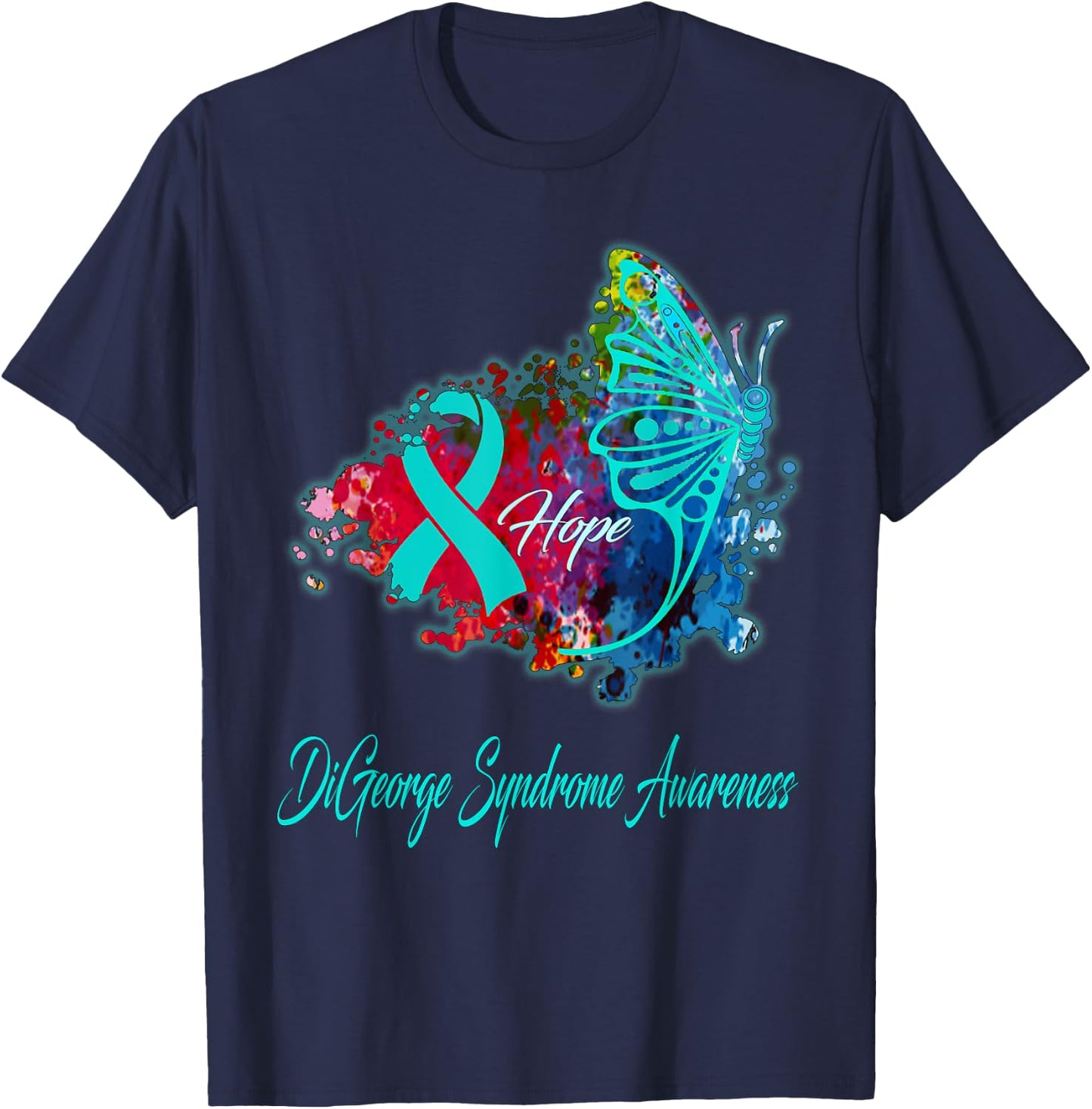 DiGeorge Syndrome Awareness Designs DiGeorge Syndrome Awareness - -Adults, Black, Small T-Shirt - T-Shirt | Navy