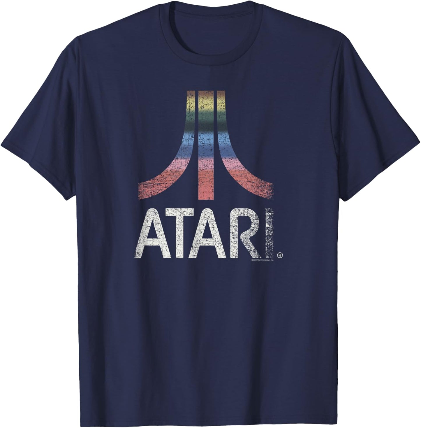 Atari Rainbow Vintage Washed Out Logo T-Shirt - T-Shirt | Navy