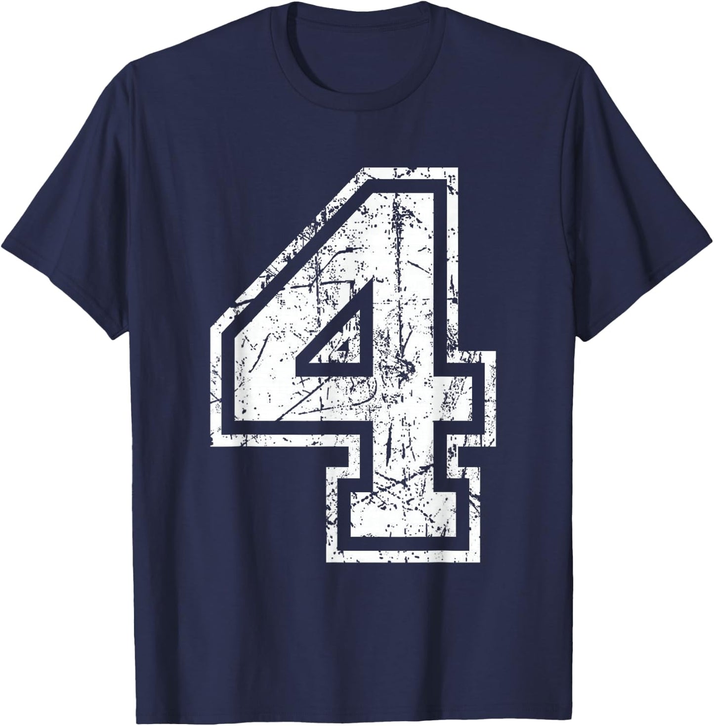 Sports Jersey Grunge Number 4 Fan Team Player Birthday T-Shirt - T-Shirt | Navy