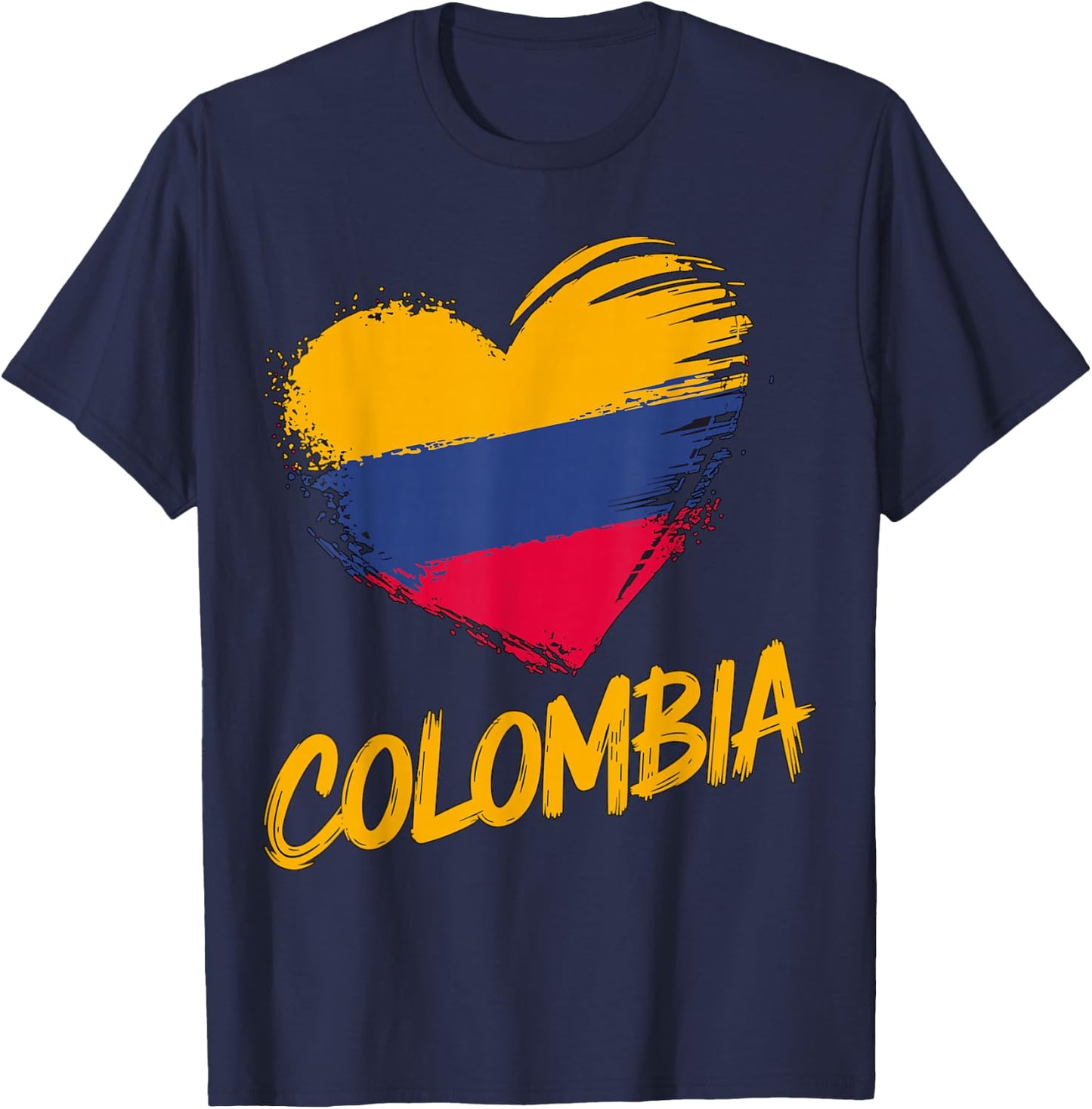 Magical and Funny Colombian Gifts Colombia Heart Colombian Flag - Black, Small, , Short Sleeve T-Shirt - T-Shirt | Navy