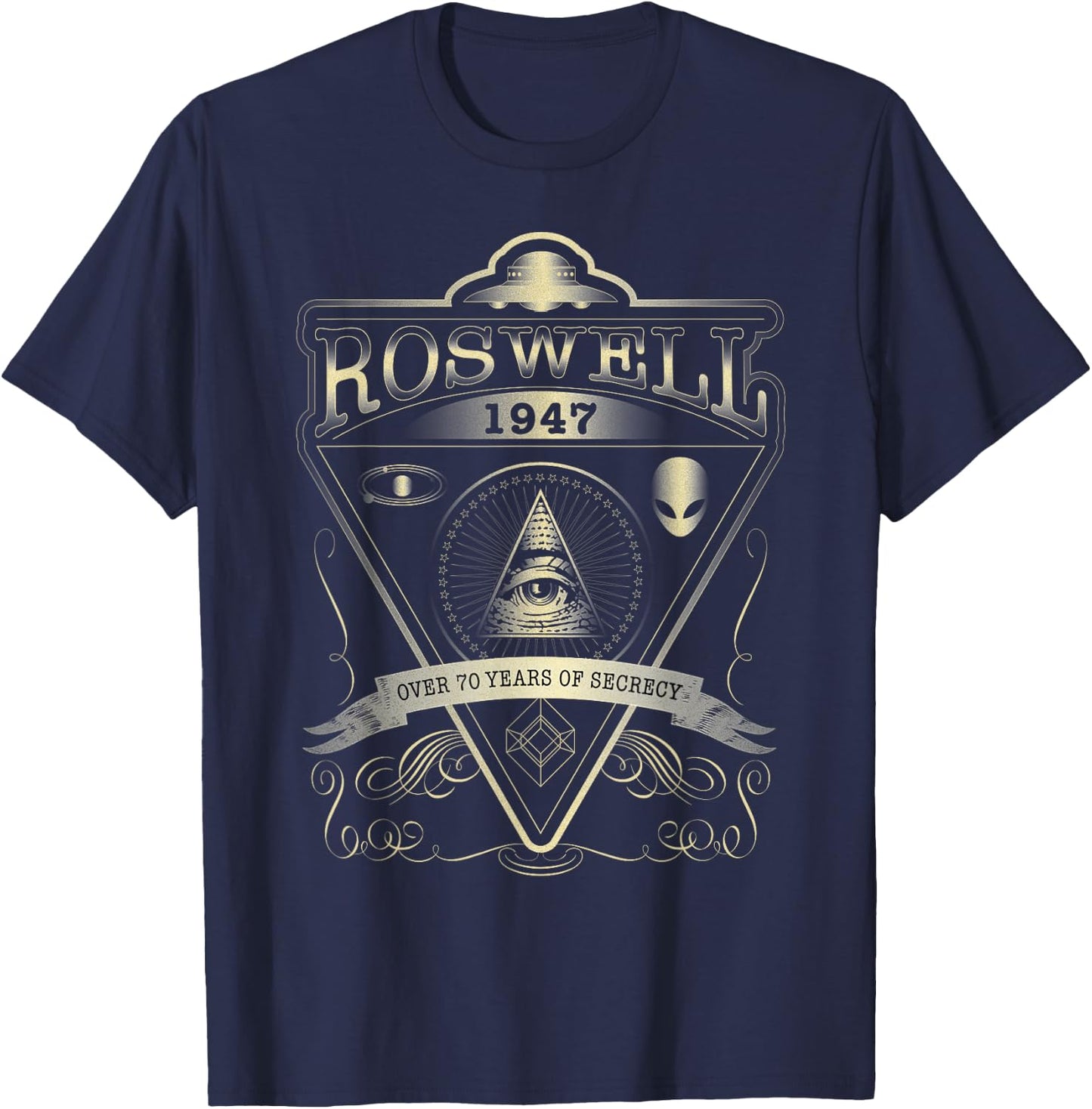 Roswell 1947 Alien T Shirt - Vintage Style UFO, Area 51 T-Shirt - T-Shirt | Navy