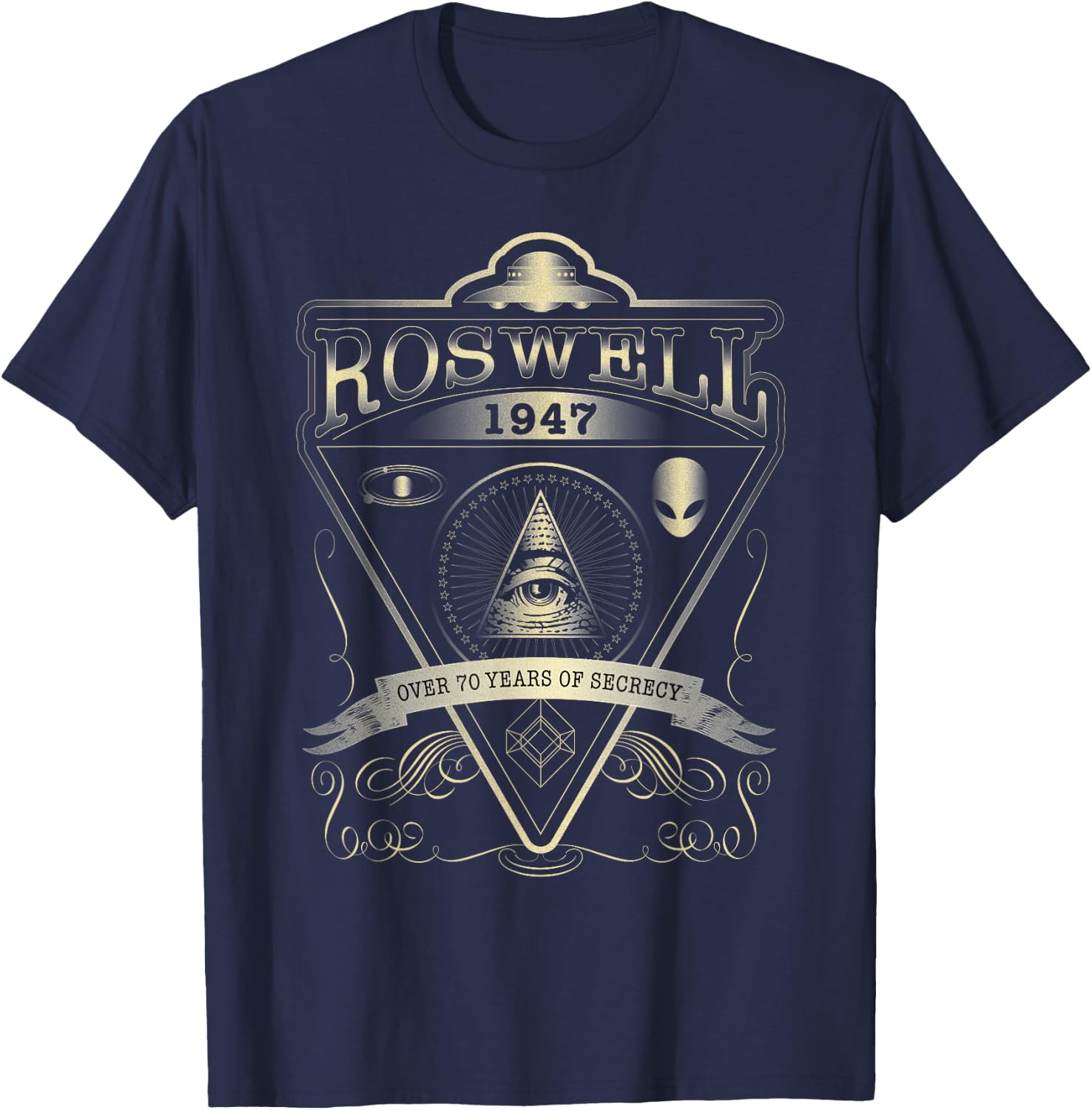 Roswell 1947 Alien T Shirt - Vintage Style UFO, Area 51 T-Shirt - T-Shirt | Navy