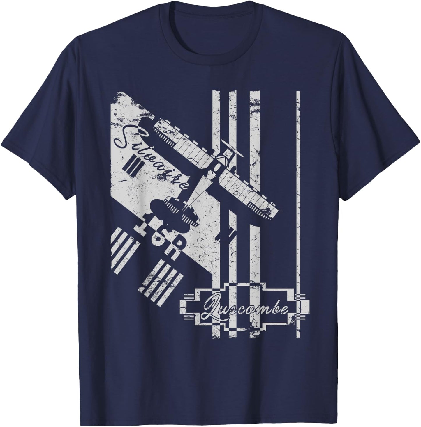 Luscombe Silvaire 8A Art Deco Vintage Aircraft Pilot T-Shirt - T-Shirt | Navy