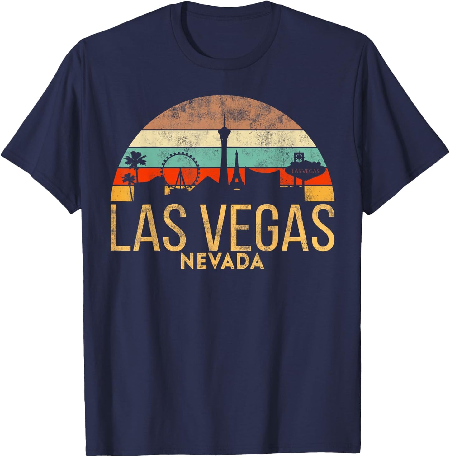 Vintage LAS Vegas Souvenir Holiday Gift Nevada City T-Shirt - T-Shirt | Navy