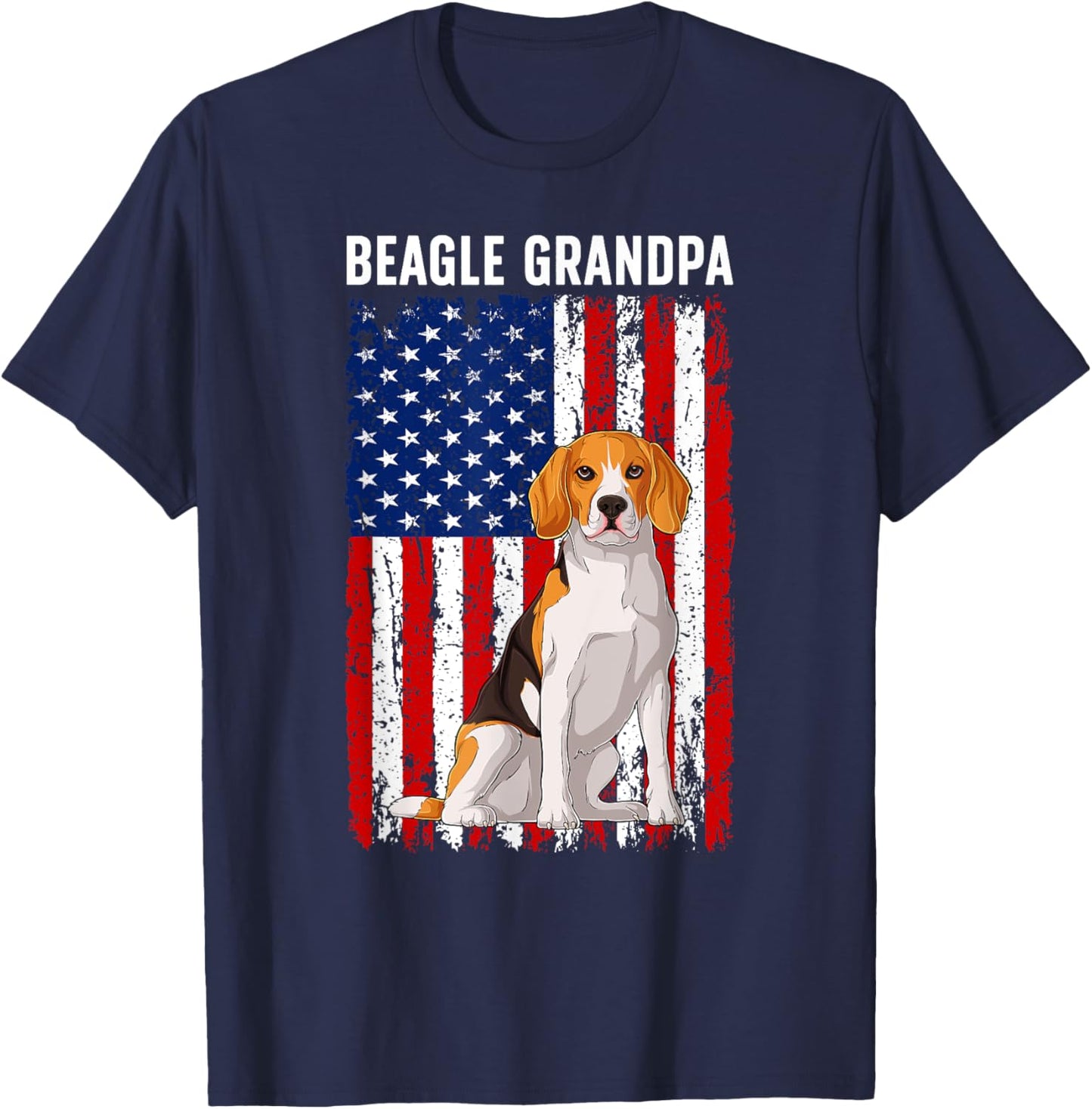 Beagle Grandpa Of A Beagle Grandfather US Flag T-Shirt - T-Shirt | Navy