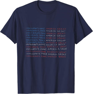Immigrants Make America Great American Flag T-Shirt - T-Shirt | Navy