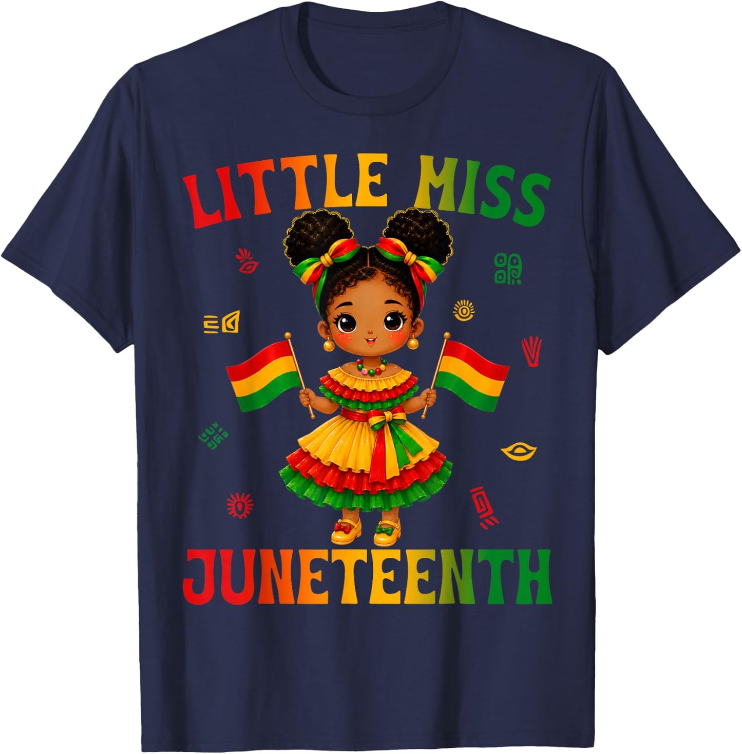 Cute Little Miss Juneteenth Black African Girl Kids Toddlers T-Shirt - T-Shirt | Navy
