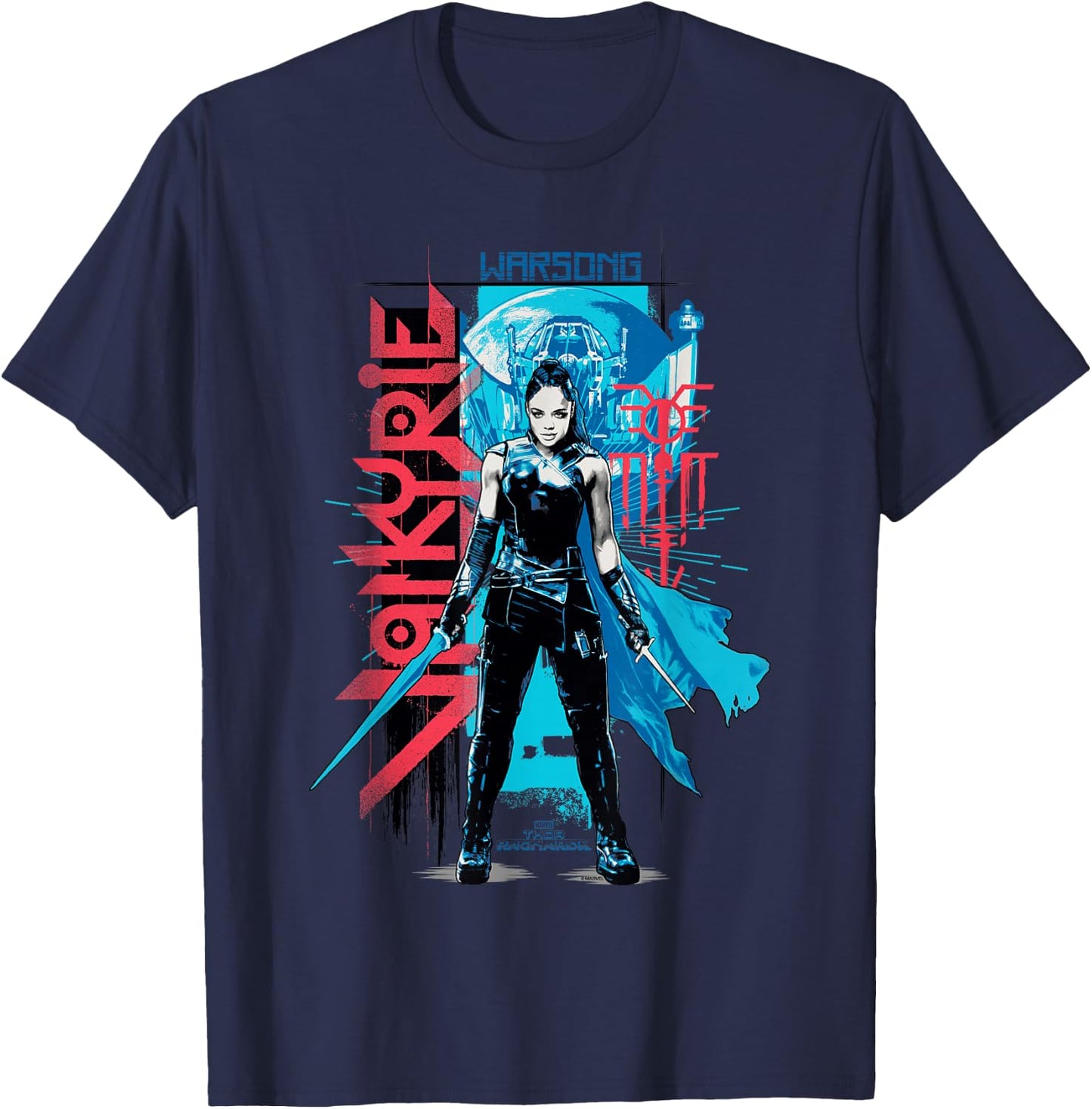 Marvel Thor Ragnarok Valkyrie Warsong Heroine T-Shirt - T-Shirt | Navy