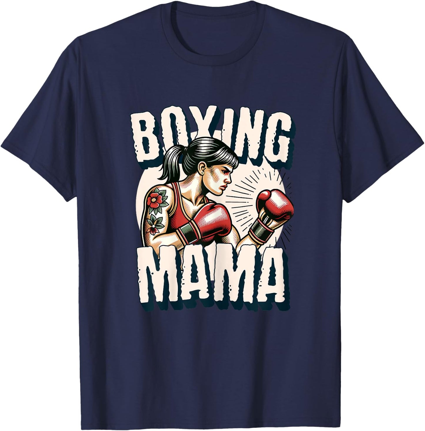 Muay thai fighter mma vintage mama T-Shirt - T-Shirt | Navy