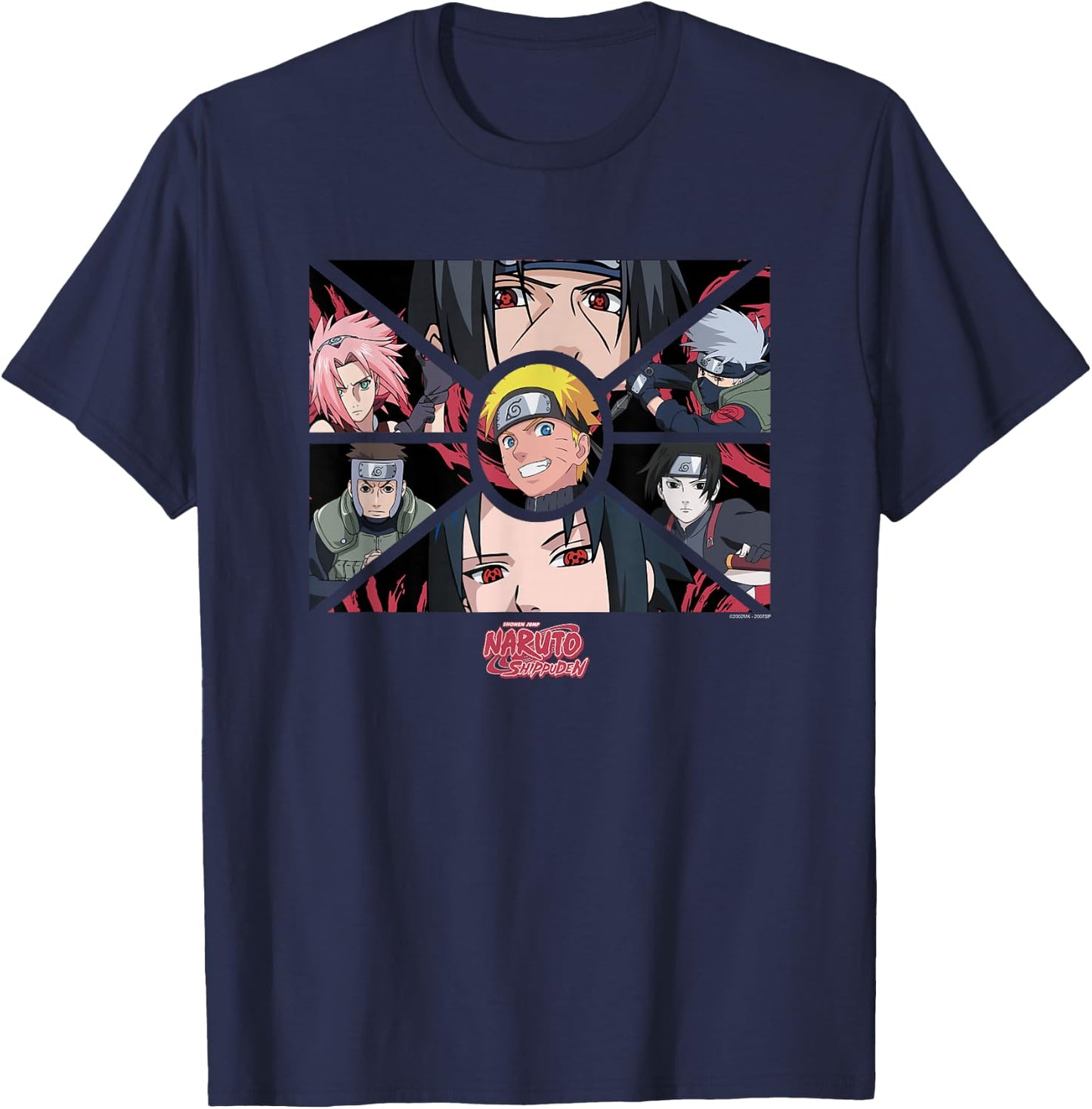Naruto Shippuden Group Panels Anime T-Shirt - T-Shirt | Navy