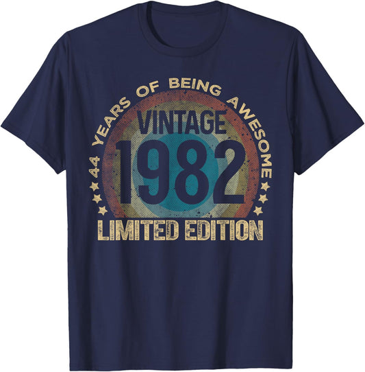 44 Year Old Gifts Vintage 1982 Limited Edition 44th Birthday T-Shirt - T-Shirt | Navy