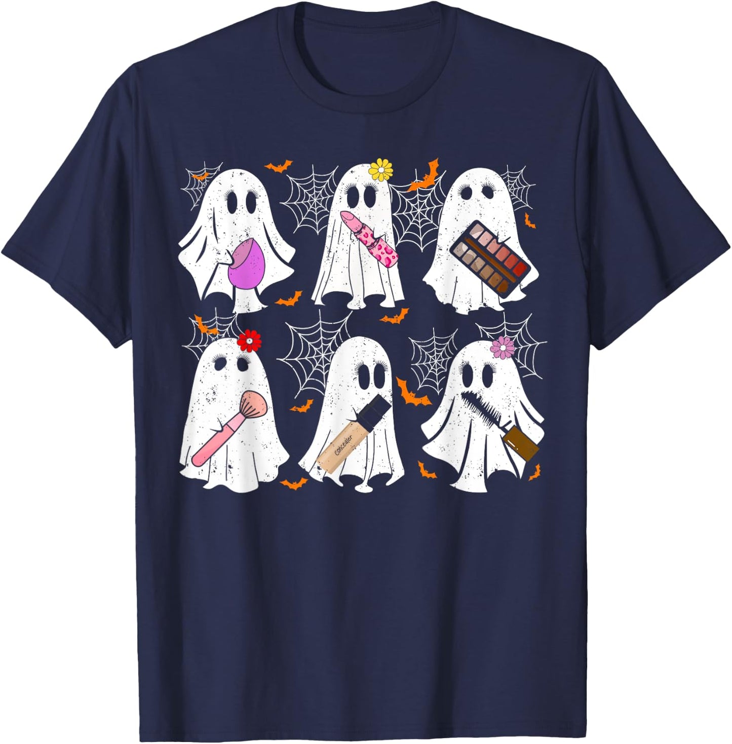 Ghost Makeup Artist Funny Costume For Halloween Men & Women T-Shirt - T-Shirt | Navy