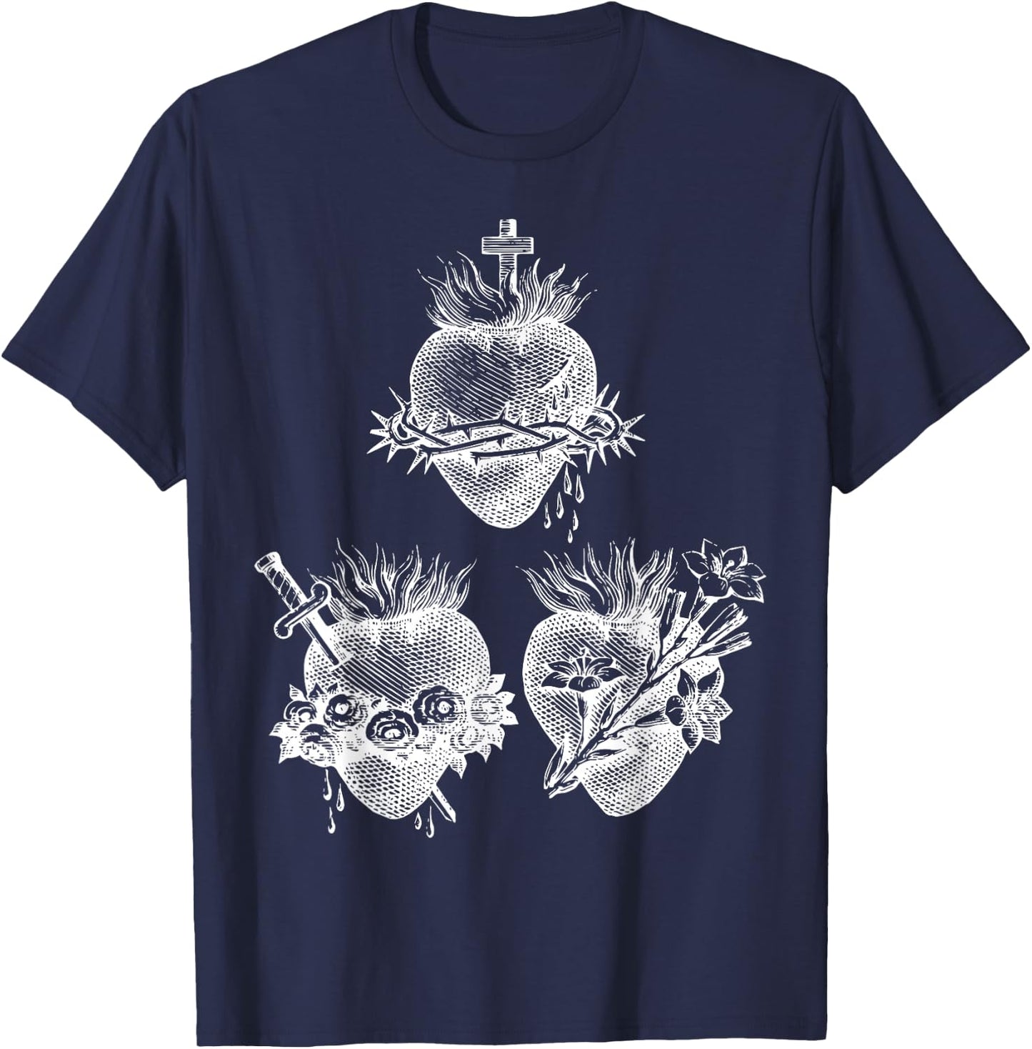 Sacred Heart of Jesus and Immaculate Heart of Mary Joseph 3W T-Shirt - T-Shirt | Navy