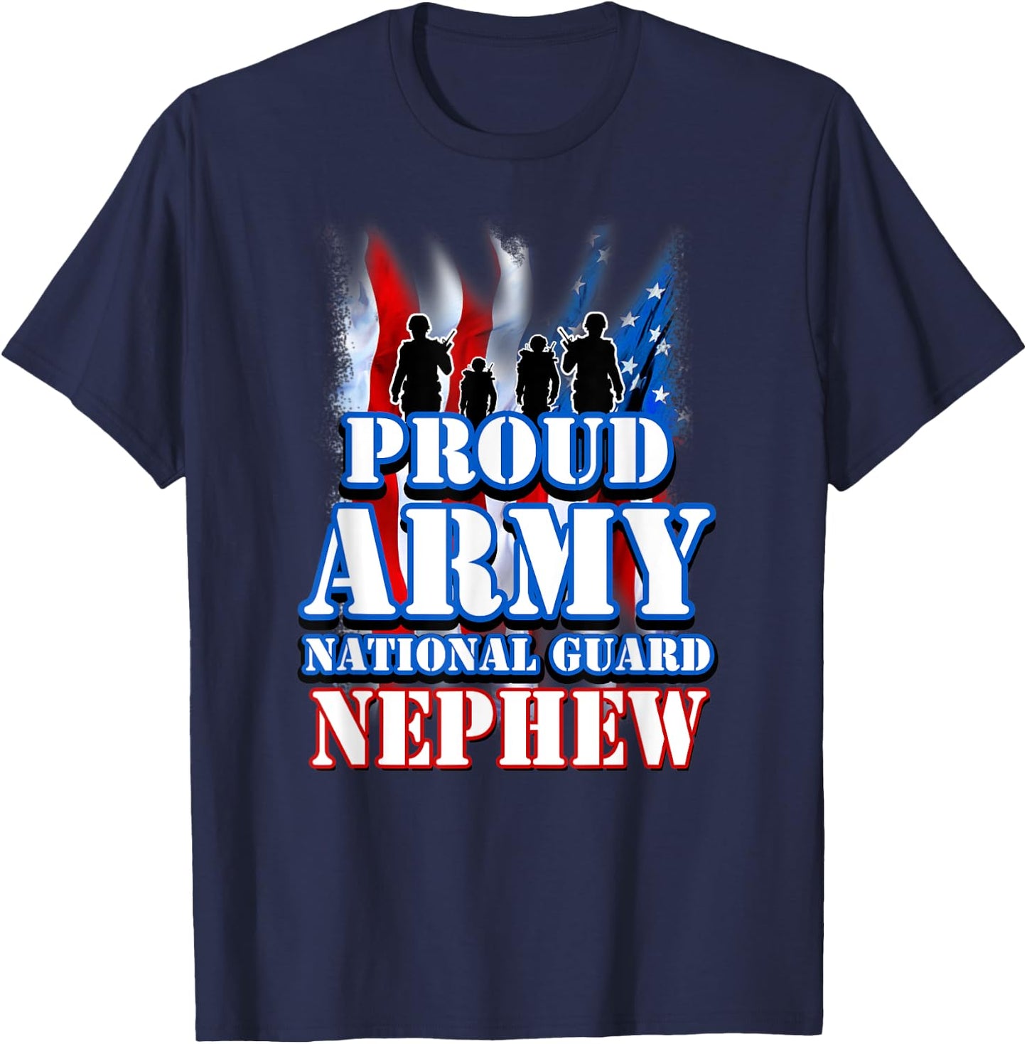 USA Flag Proud Army National Guard Nephew Kids Men T-Shirt - T-Shirt | Navy