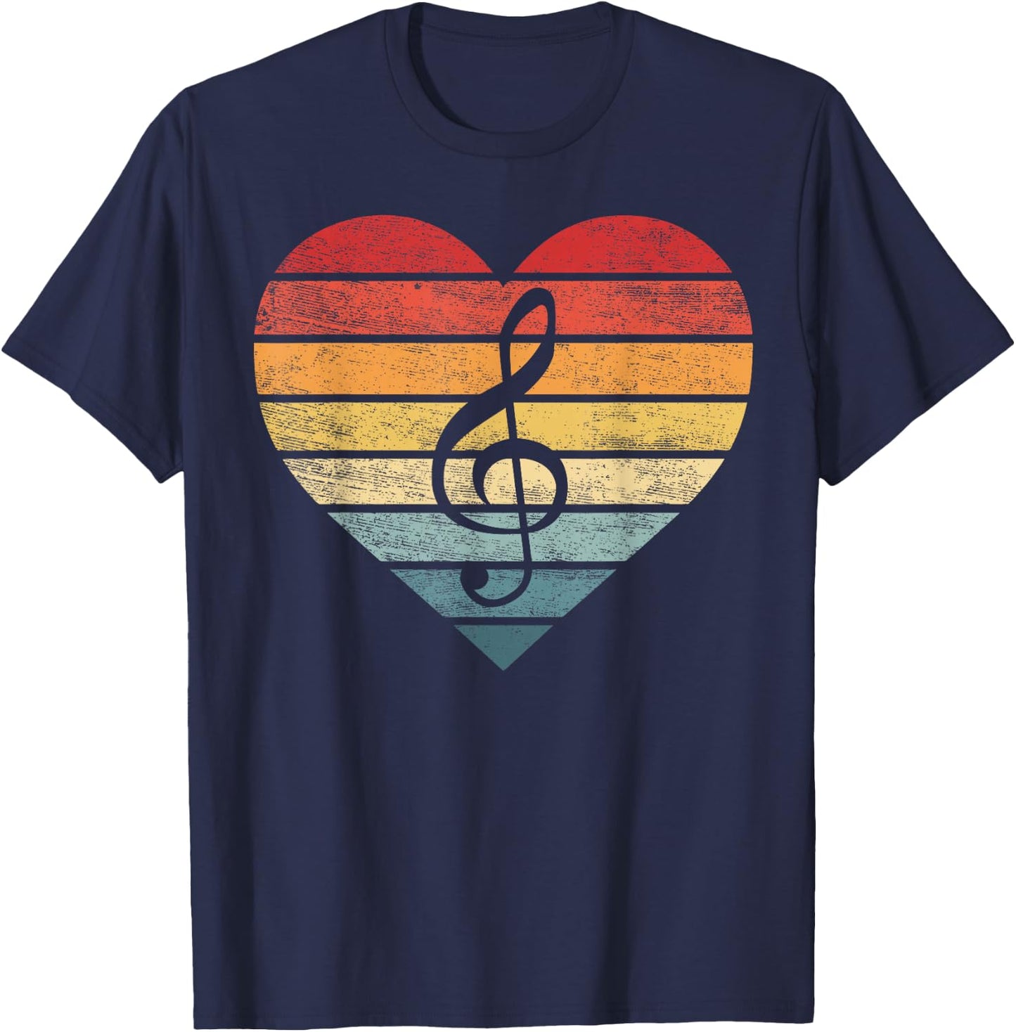 Music Teacher Gifts Retro Sunset Note Music School Musician T-Shirt - T-Shirt | Navy