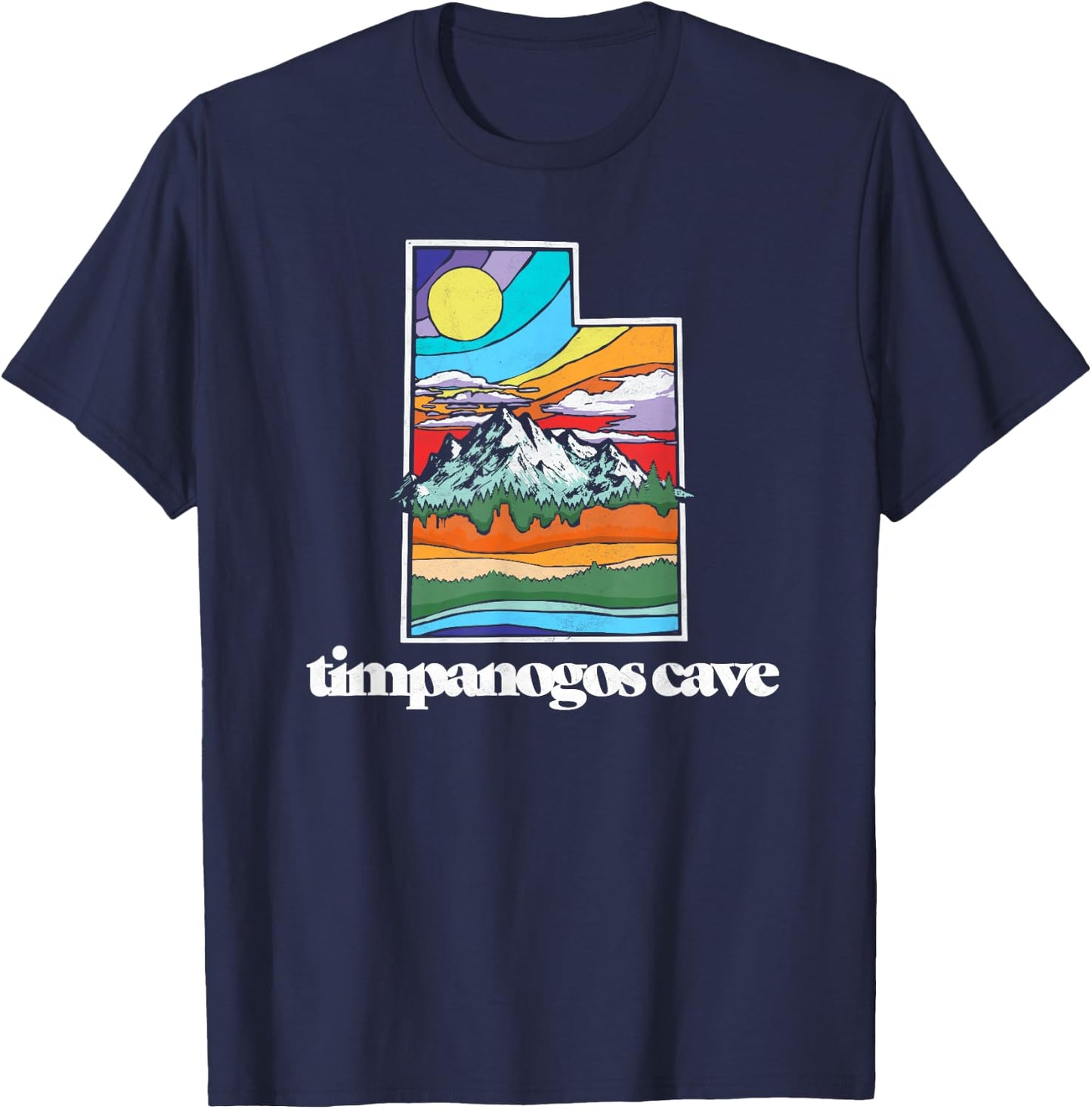 Timpanogos Cave Utah Vintage Nature Outdoor Graphic T-Shirt - T-Shirt | Navy