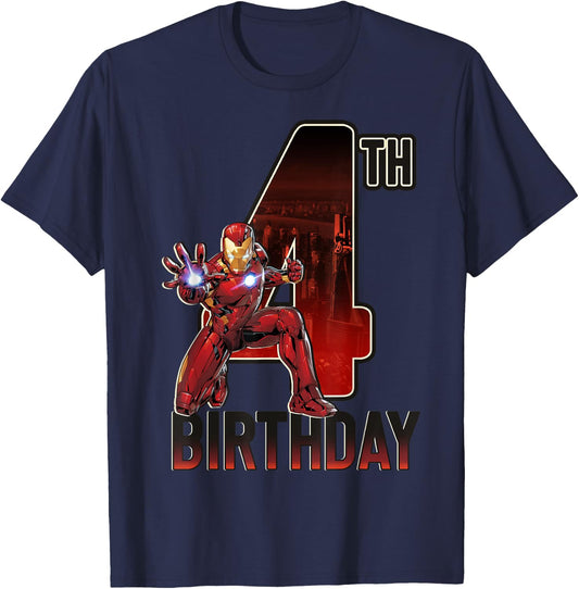 Marvel Iron Man 4th Birthday Action Pose Graphic T-Shirt - T-Shirt | Navy