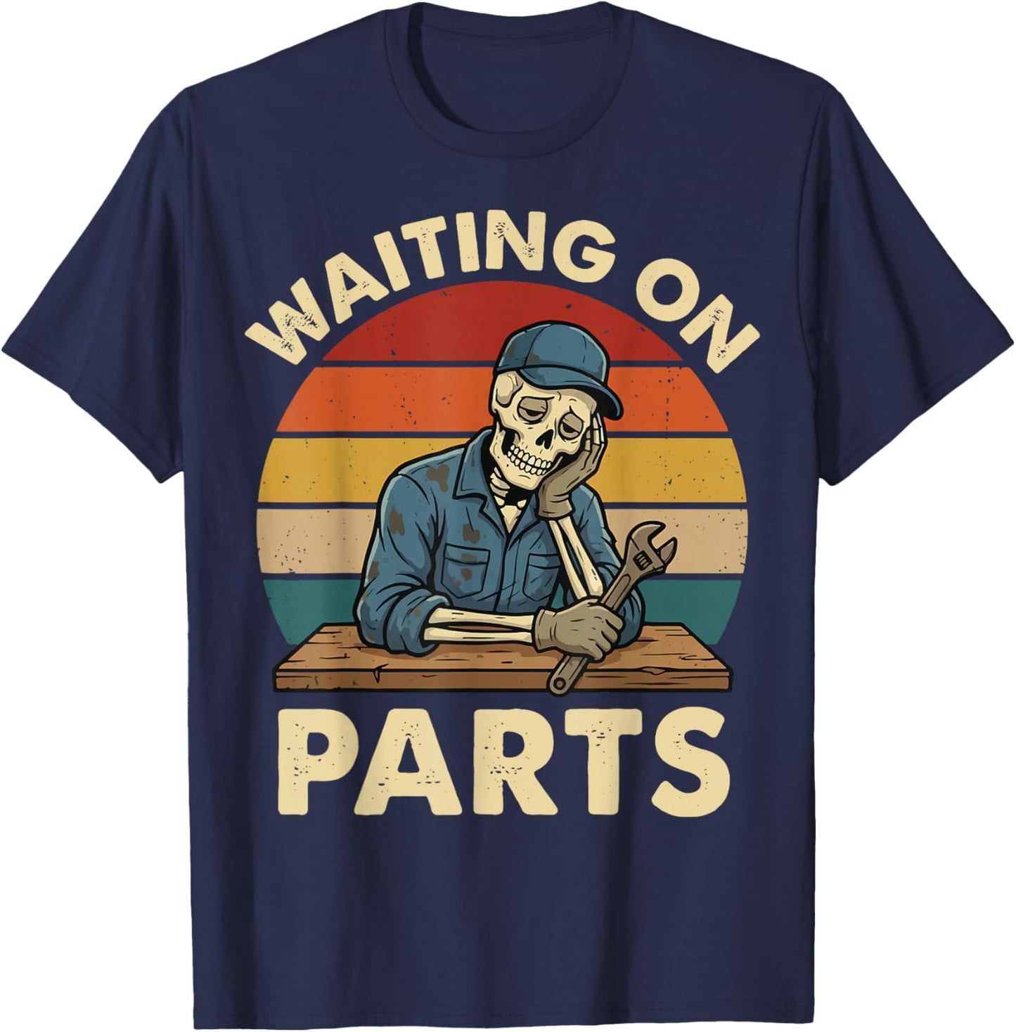 Waiting On Parts Skeleton T-Shirt - T-Shirt | Navy