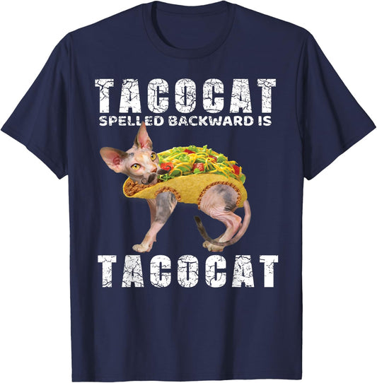 Mexican Food Shirt Tacocat Spelled Backward Is Tacocat Men Women Kids T-Shirt - T-Shirt | Navy