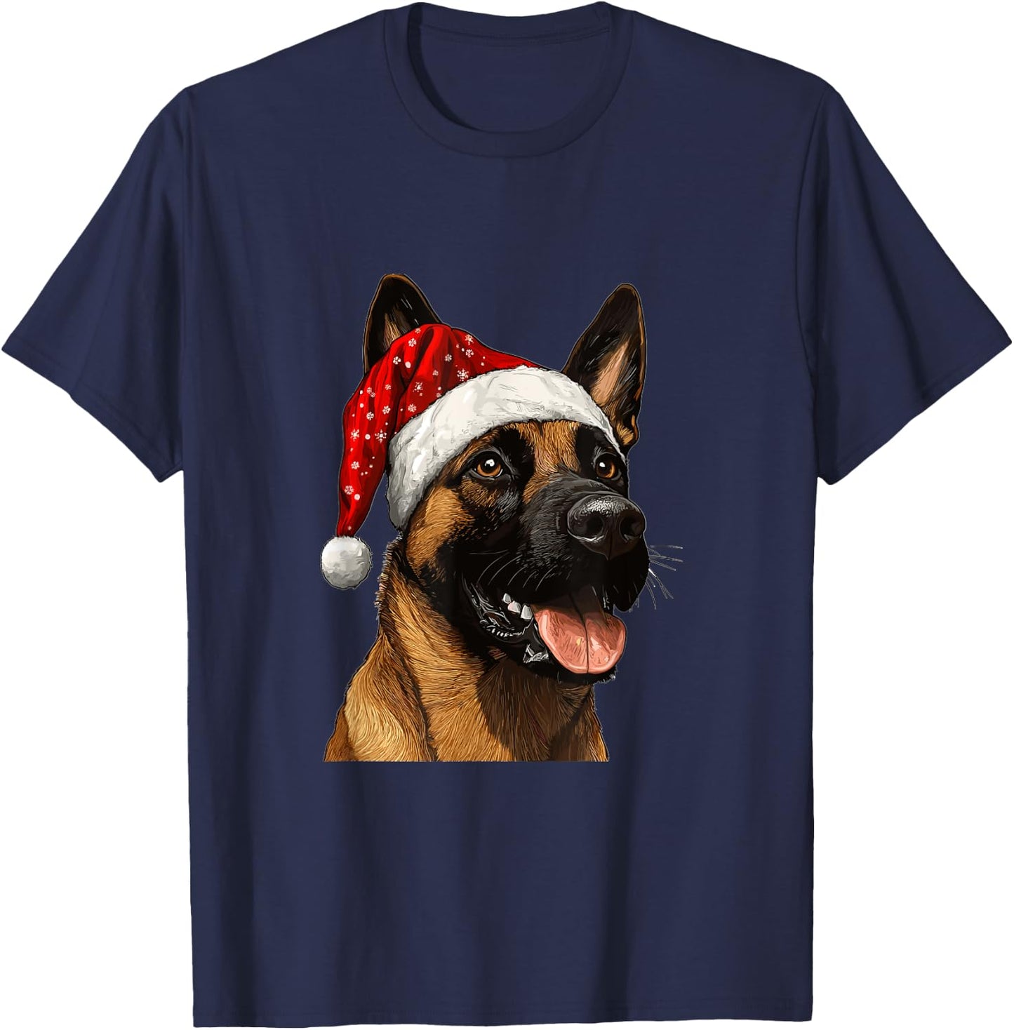 Cute Belgian Malinois Dog Christmas Merry X-mas Graphic T-Shirt - T-Shirt | Navy