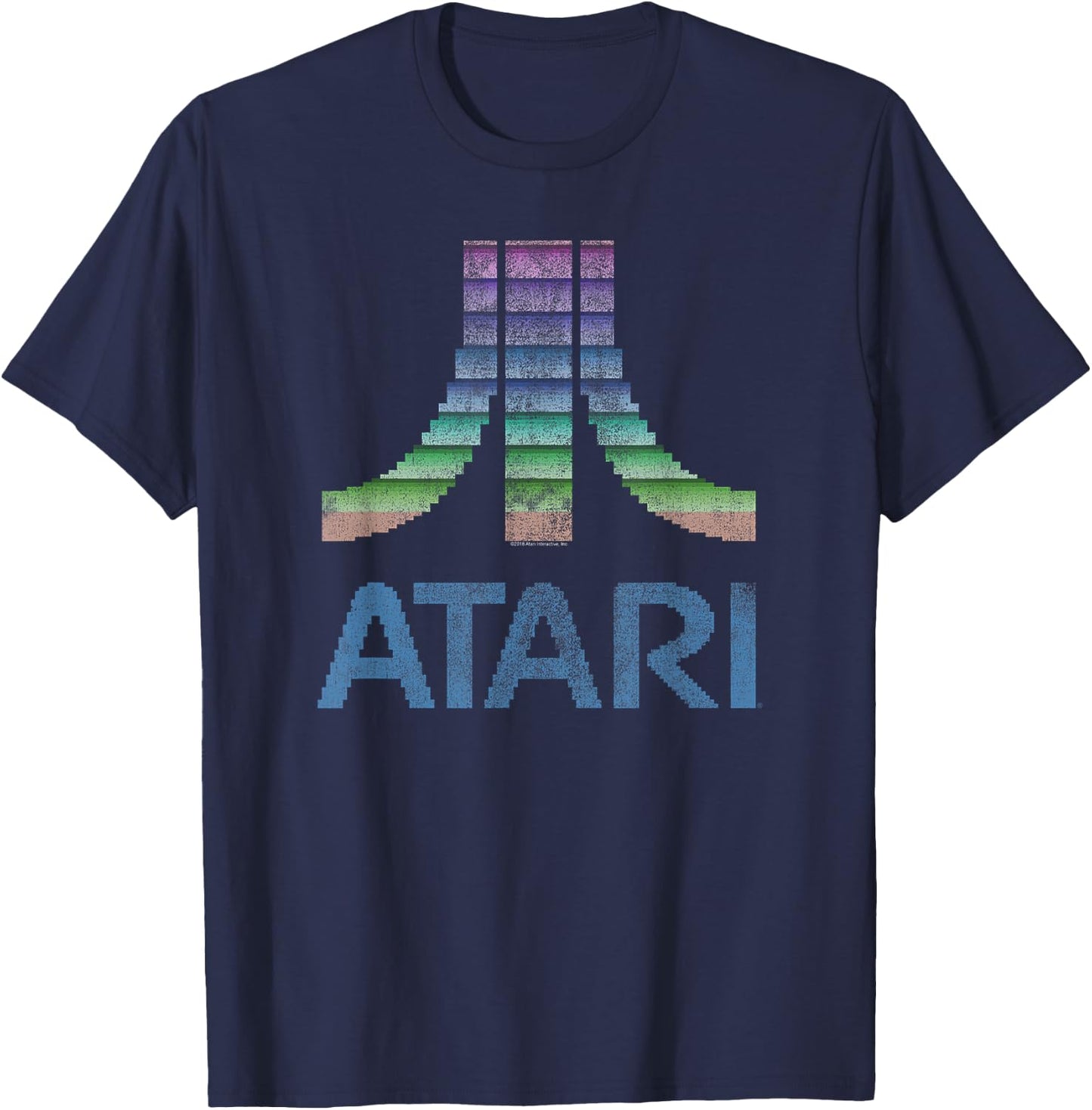 ATARI 8-Bit Rainbow Retro Video Game Logo T-Shirt - T-Shirt | Navy