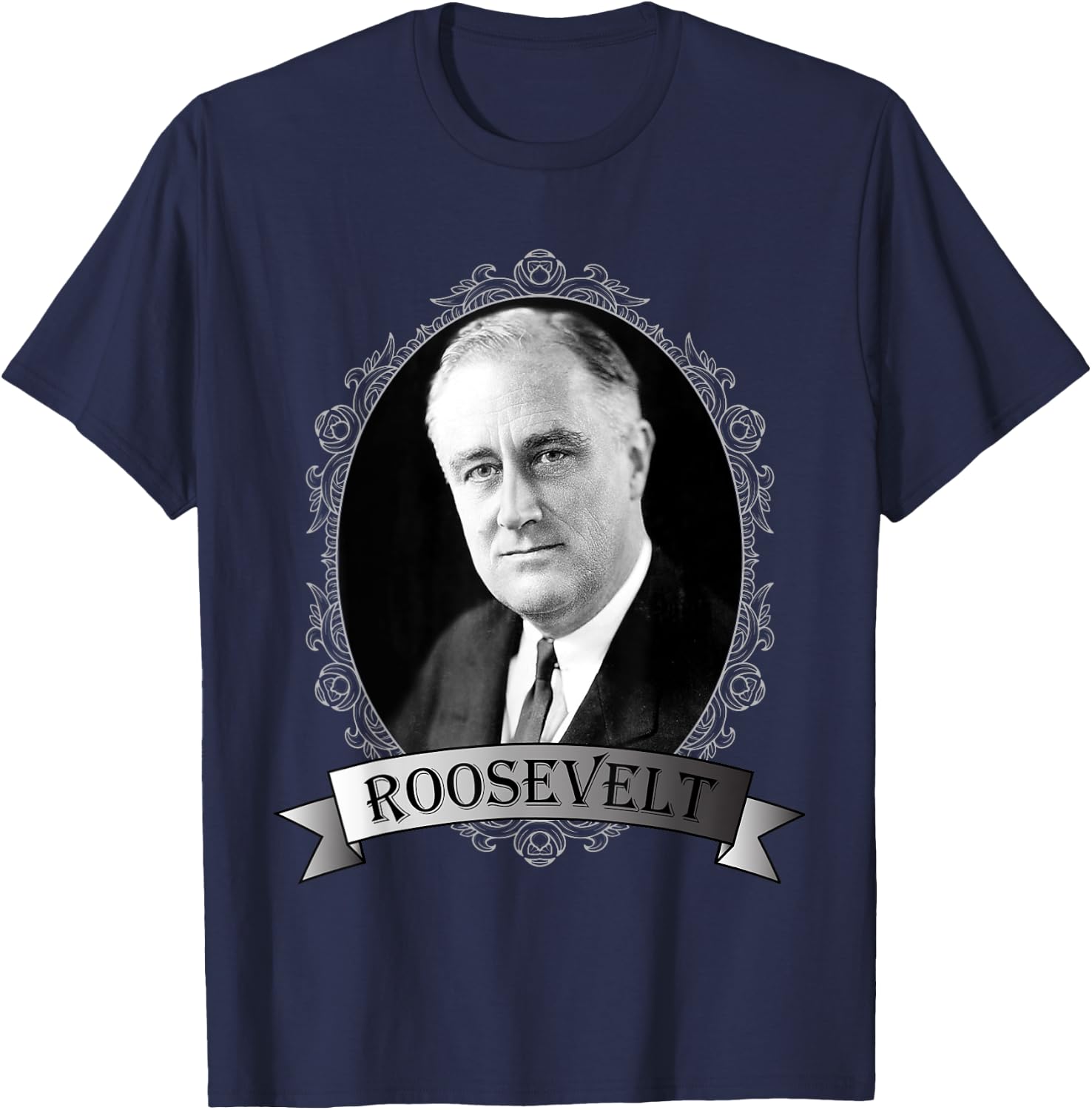 President Franklin D. Roosevelt Portrait T-Shirt - T-Shirt | Navy