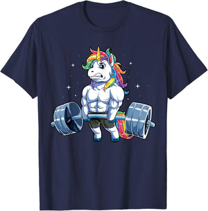 Unicorn Weightlifting T shirt Deadlift Fitness Gym Women T-Shirt - T-Shirt | Navy