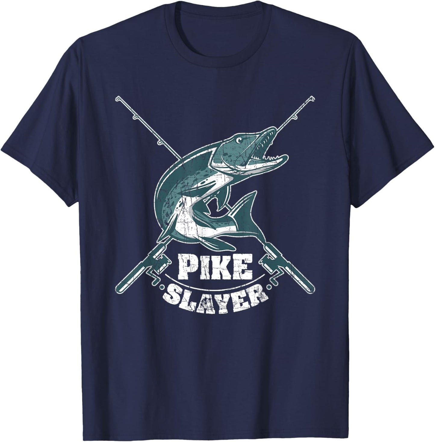 Pike Slayer Fishing Fisherman Northern Pike T-Shirt - T-Shirt | Navy