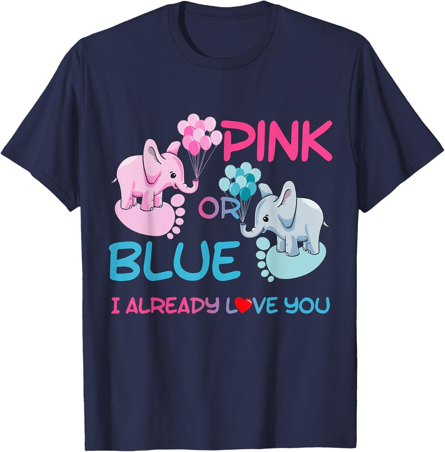 Gender Reveal Pink or Blue Boy or Girl Party Supplies Family T-Shirt - T-Shirt | Navy