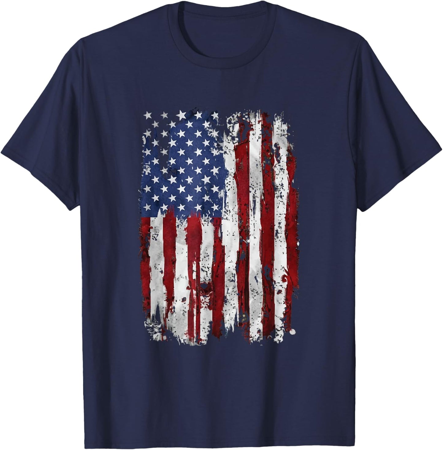 Distressed American Flag 4th July Patriotic USA Independence T-Shirt - T-Shirt | Navy