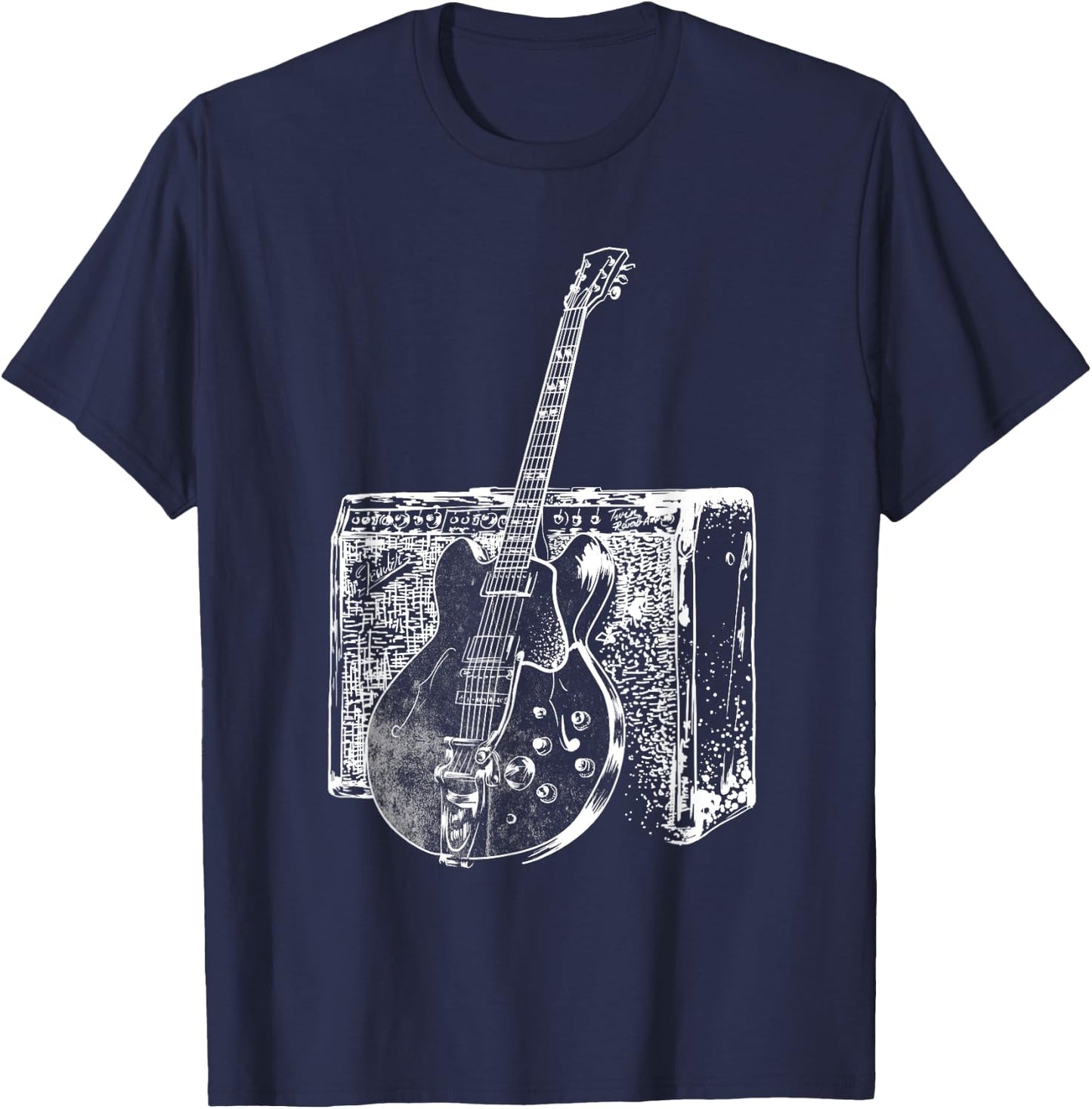 Legendary Electric Blues Guitar And Amp Musician T-Shirt - T-Shirt | Navy